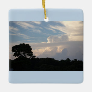 Tree Silhouette with Clouds Ornament