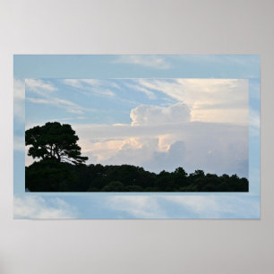 Tree Silhouette with Clouds Poster