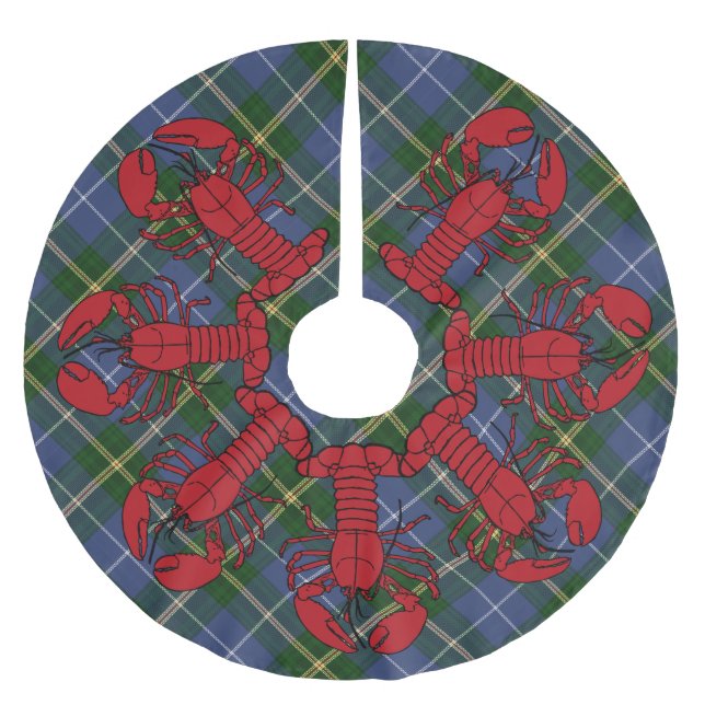 Tree skirt Christmas Nova Scotia tartan lobster (Front)