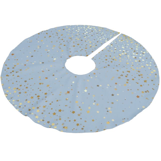 Tree Skirt-Gold Stars Brushed Polyester Tree Skirt (Angled)