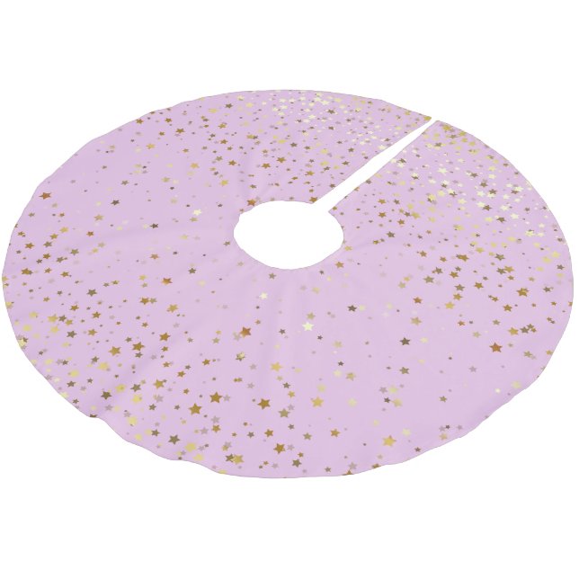Tree Skirt-Gold Stars Brushed Polyester Tree Skirt (Angled)