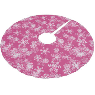 Tree Skirt-Snowflakes-Pink Brushed Polyester Tree Skirt