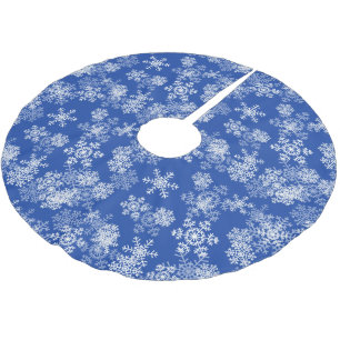Tree Skirt-Snowflakes-Royal Blue Brushed Polyester Tree Skirt