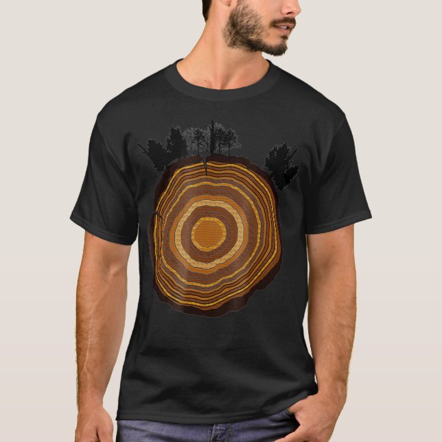 Tree Slice Woods Thicket Tree Rings T-Shirt (Front)