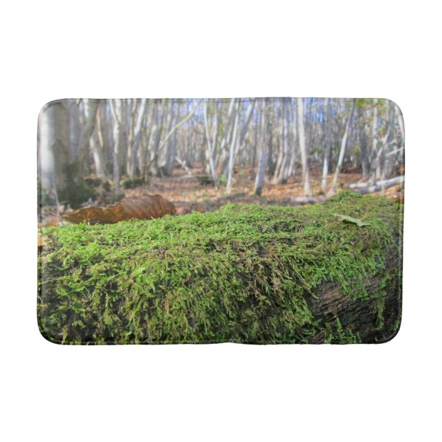 Tree Slumbers in Autumn Moss - Personalised Bath Mat (Front)