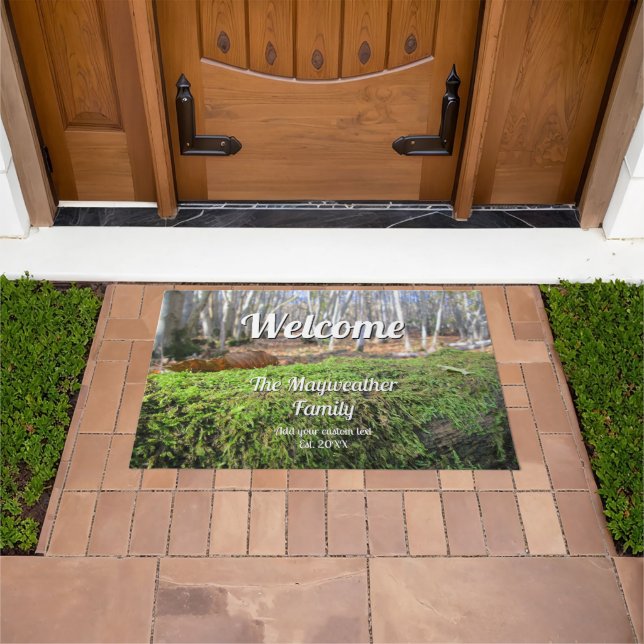 Tree Slumbers in Autumn Moss - Personalised Doormat (Outdoor)