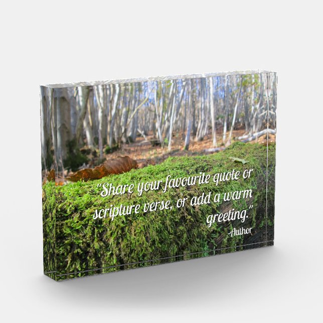 Tree Slumbers in Autumn Moss - Personalised Photo Block (Left)