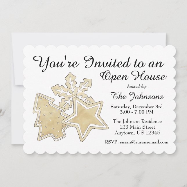 Tree Snowflake Christmas Sugar Cookies Holiday Invitation (Front)