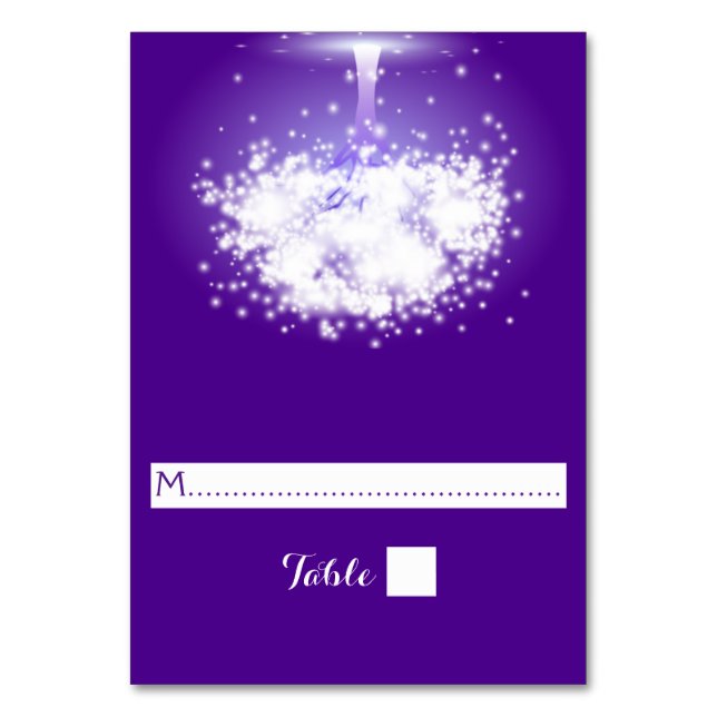 Tree, sparkling lights purple wedding place card (Front)