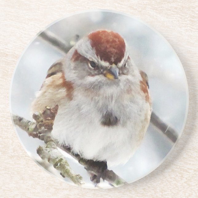 Tree Sparrow in Winter Coaster (Front)
