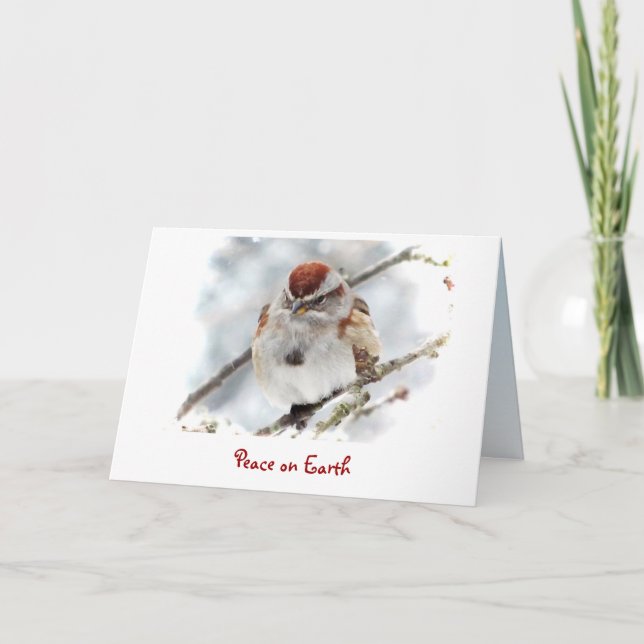 Tree Sparrow Seasons Greetings Holiday Card (Front)