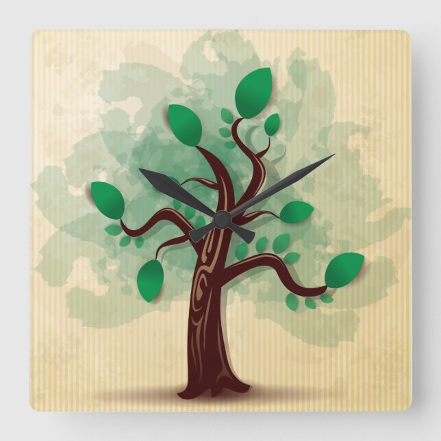 Tree Square Wall Clock (Front)