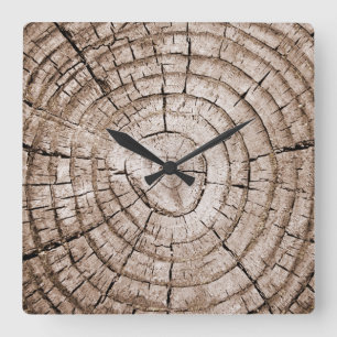 Tree Stump 2 Square Wall Clock