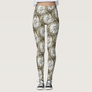 Tree Stump In Pale Grey Monotone Abstract Art Leggings