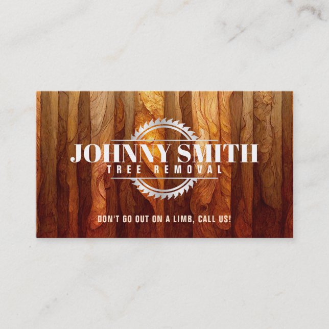 Tree Stump Removal Slogans Business Cards (Front)
