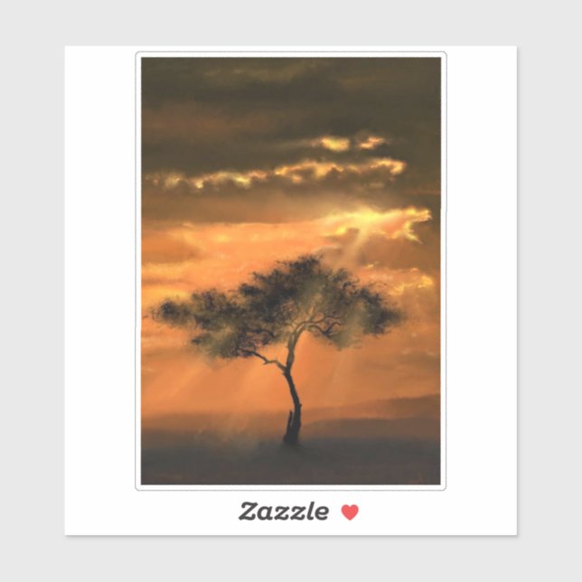 Tree Sunbeams Sunrise Sticker (Sheet)