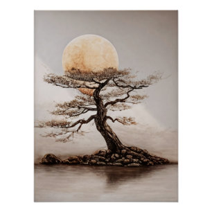 Tree Sunset Glow Poster