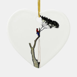 Tree Surgeon Arborist at work present Chainsaw Gif Ceramic Tree Decoration