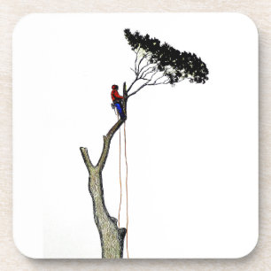 Tree Surgeon Arborist at work present Chainsaw Gif Coaster