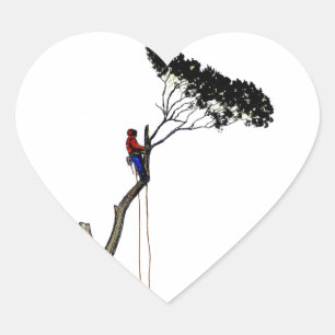 Tree Surgeon Arborist at work present Chainsaw Gif Heart Sticker