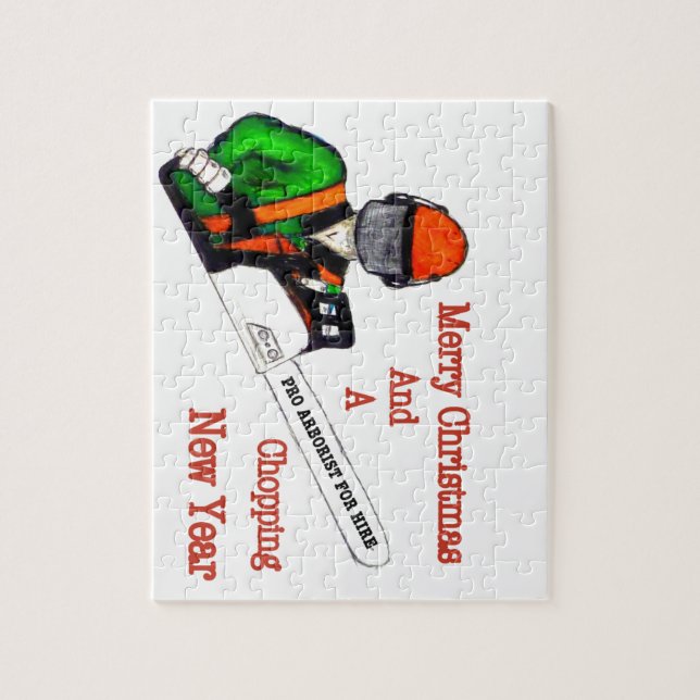 Tree Surgeon Arborist at work present Chainsaw Jigsaw Puzzle (Vertical)