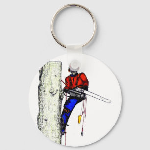Tree Surgeon Arborist at work present Chainsaw Key Ring