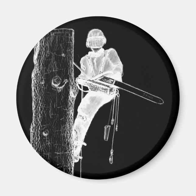 Tree Surgeon Arborist at work present Chainsaw Magnet (Front)