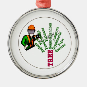 Tree Surgeon Arborist at work present Chainsaw Metal Tree Decoration