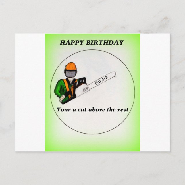 Tree Surgeon Arborist at work present Chainsaw Postcard (Front)