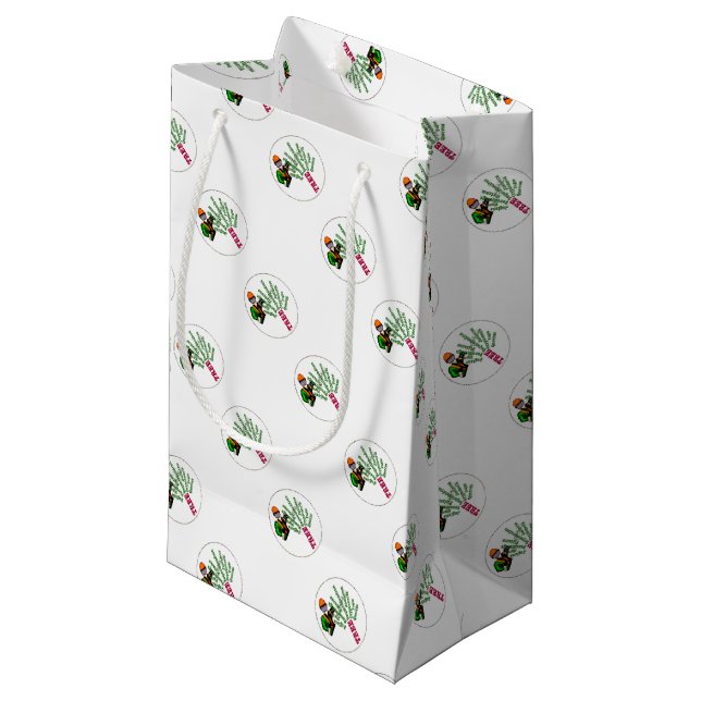 Tree Surgeon Arborist at work present Chainsaw Small Gift Bag (Front Angled)