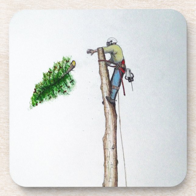 Tree Surgeon Arborist at work present Coaster (Front)