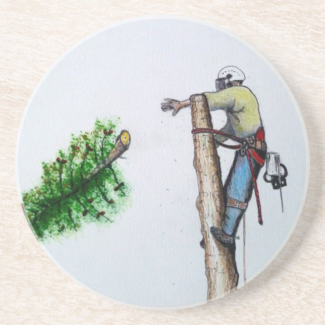 Tree Surgeon Arborist at work present Coaster (Front)