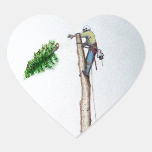 Tree Surgeon Arborist at work present Heart Sticker