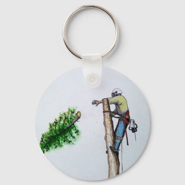 Tree Surgeon Arborist at work present Key Ring (Front)