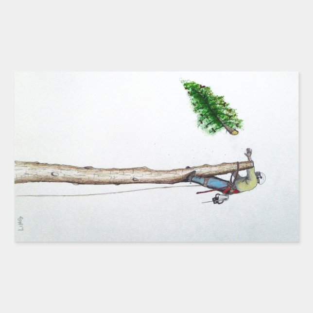 Tree Surgeon Arborist at work present Rectangular Sticker (Front)