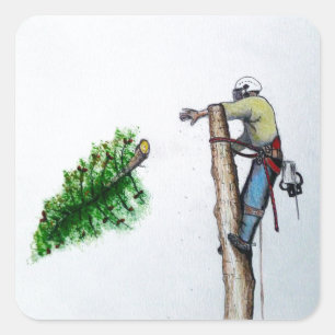 Tree Surgeon Arborist at work present Square Sticker