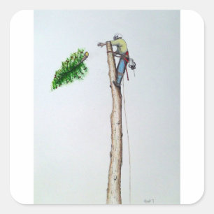 Tree Surgeon Arborist at work present Square Sticker