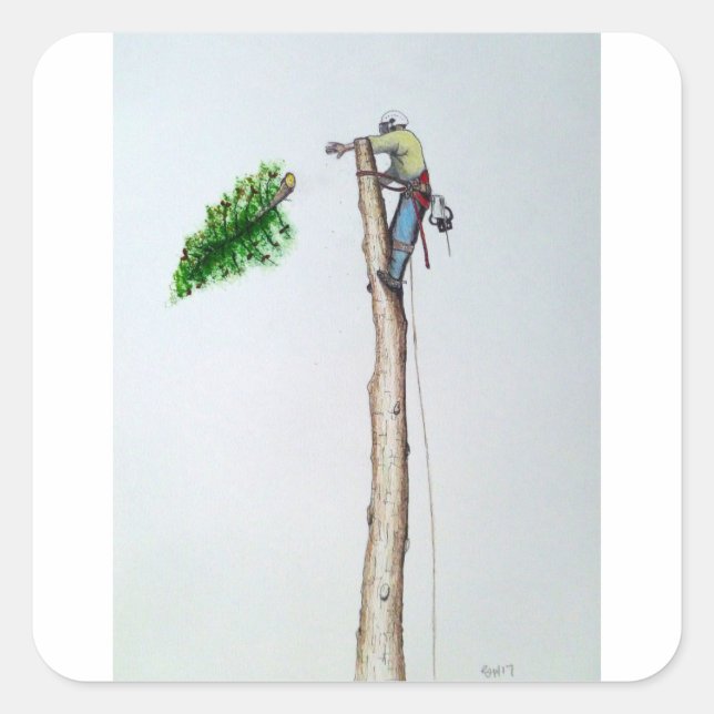 Tree Surgeon Arborist at work present Square Sticker (Front)