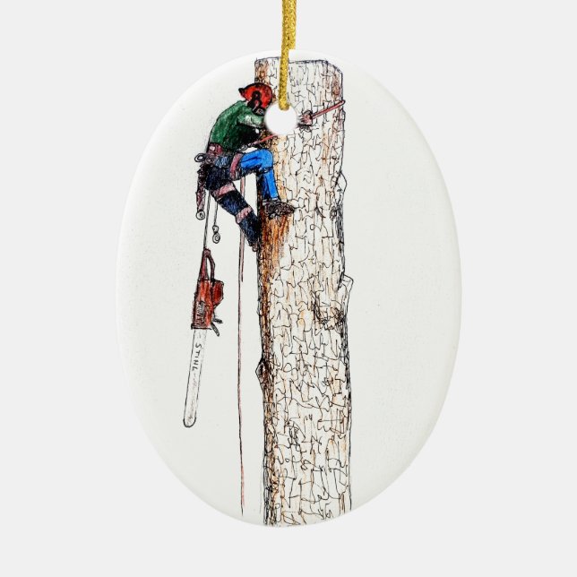 Tree Surgeon Arborist Ceramic Tree Decoration (Front)