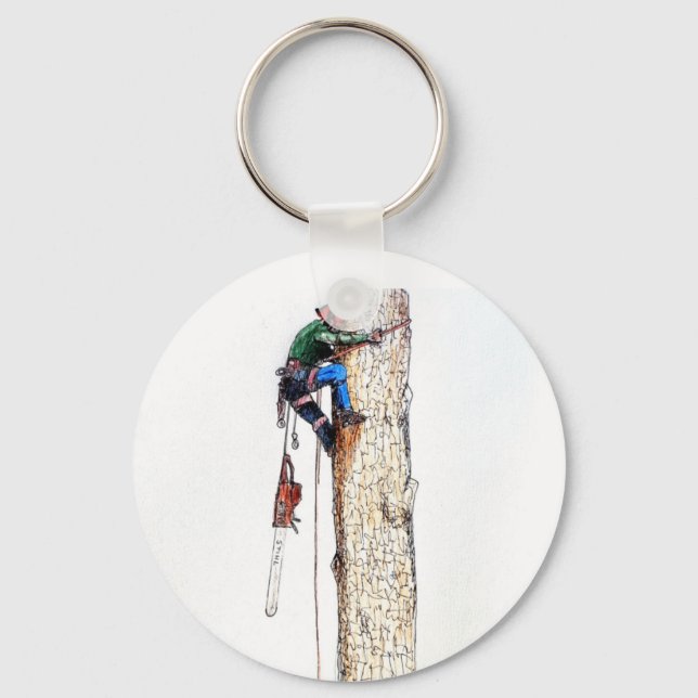 Tree Surgeon Arborist Chainsaw Key Ring (Front)