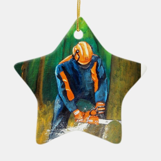 Tree Surgeon Arborist christmas present Birthday Ceramic Tree Decoration (Front)