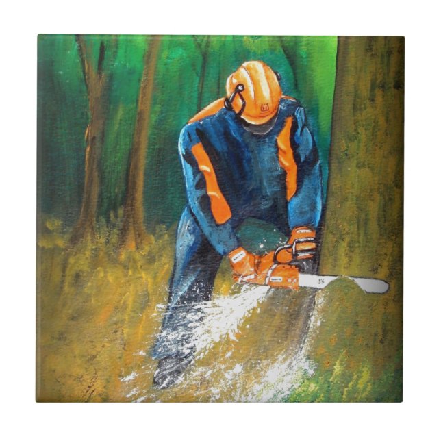 Tree Surgeon Arborist christmas present Birthday Tile (Front)