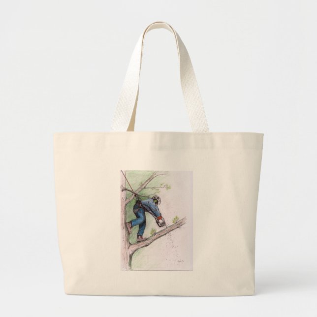 Tree Surgeon Arborist Lumberjack Large Tote Bag (Front)