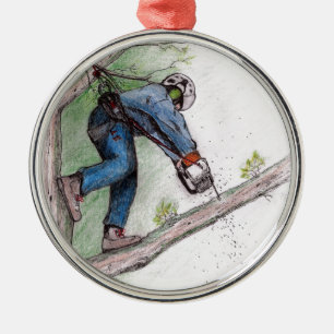 Tree Surgeon Arborist Lumberjack Metal Tree Decoration