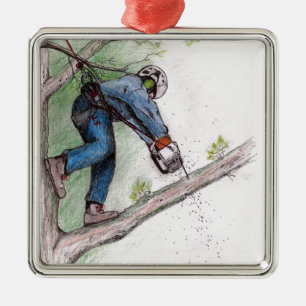 Tree Surgeon Arborist Lumberjack Metal Tree Decoration