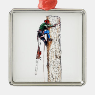 Tree Surgeon Arborist Metal Tree Decoration