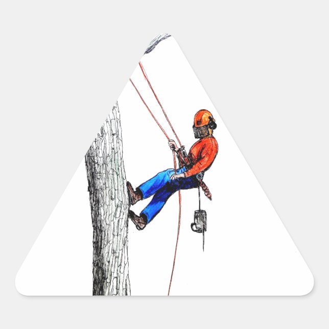 Tree Surgeon Arborist Triangle Sticker (Front)
