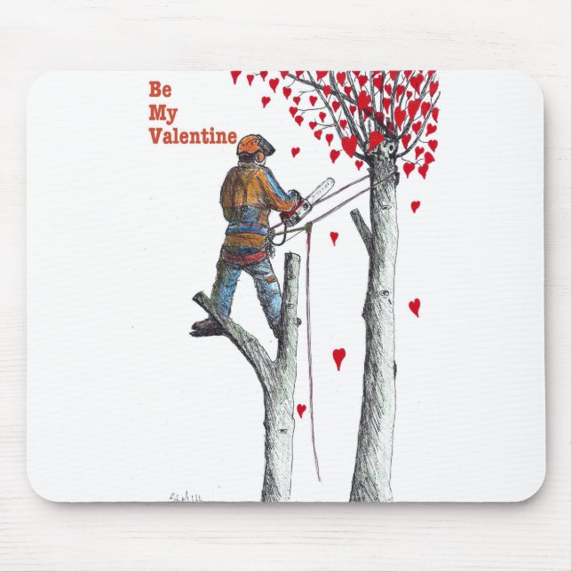 Tree surgeon Arborist Valentine Card Mouse Mat (Front)