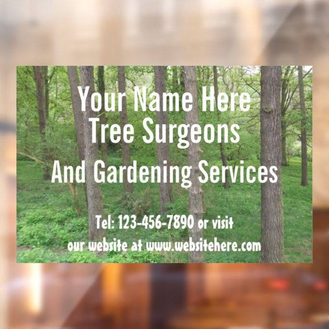 Tree Surgeons / Garden Services Customisable Window Cling (Sheet 2)