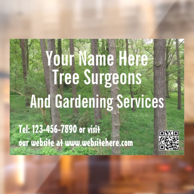 Tree Surgeons / Garden Services Customisable Window Cling (Sheet 2)